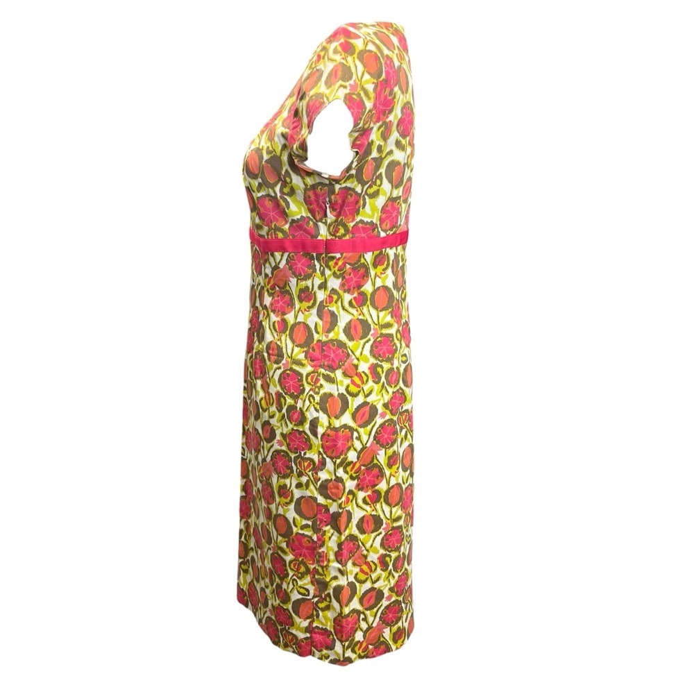 Boden Floral Sheath Dress US 8 Pink Green Cotton Scoop Neck Cap Sleeve - Picture 4 of 14